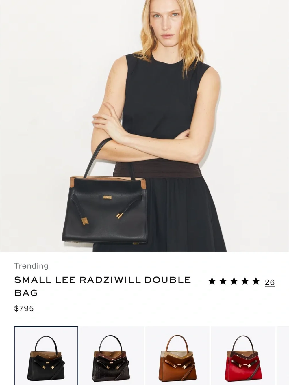 Tory Burch Black Leather Lee Radziwill Double Bag